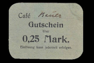 DSWA-Gutschein-Cafe Bauer 0-25 Mark