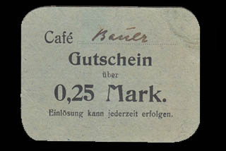 DSWA-Gutschein-Cafe Bauer 0-25 Mark DSWA-Gutschein-Cafe Bauer 0-25 Mark