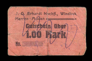 DSWA-Gutschein-Erhard Windhuk 1 Mark DSWA-Gutschein-Erhard Windhuk 1 Mark