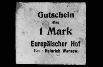DSWA-Gutschein-Europäischer Hof 1 Mark DSWA-Gutschein-Europäischer Hof 1 Mark