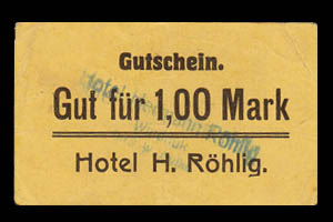 DSWA-Gutschein-Hotel Röhling 1 Mark DSWA-Gutschein-Hotel Röhling 1 Mark