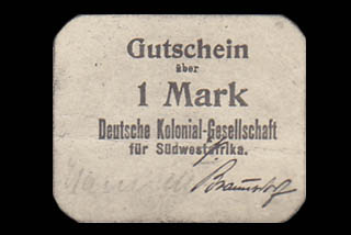 DSWA-Gutschein-Kolonialgesellschaft 1 Mark