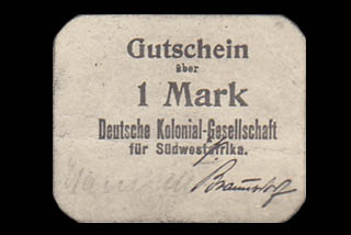 DSWA-Gutschein-Kolonialgesellschaft 1 Mark DSWA-Gutschein-Kolonialgesellschaft 1 Mark