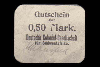 DSWA-Gutschein-Kolonialgesellschaft o-50 Mark