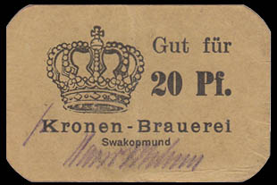 DSWA-Gutschein-Kronen braunerei 20 Pfg DSWA-Gutschein-Kronen braunerei 20 Pfg
