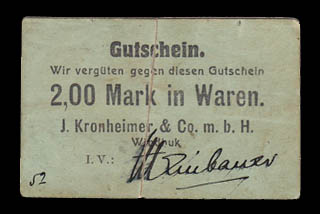 DSWA-Gutschein-Kronheimer 2 Mark DSWA-Gutschein-Kronheimer 2 Mark