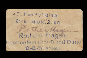 DSWA-Gutschein-Rothe + hagen 2 Mark DSWA-Gutschein-Rothe + hagen 2 Mark