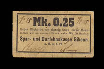 DSWA-Gutschein-Sparrkasse gibeon 0-25 mark1 DSWA-Gutschein-Sparrkasse gibeon 0-25 mark1