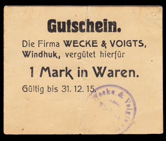 DSWA-Gutschein-Wecke Voigts 1 Mark DSWA-Gutschein-Wecke Voigts 1 Mark